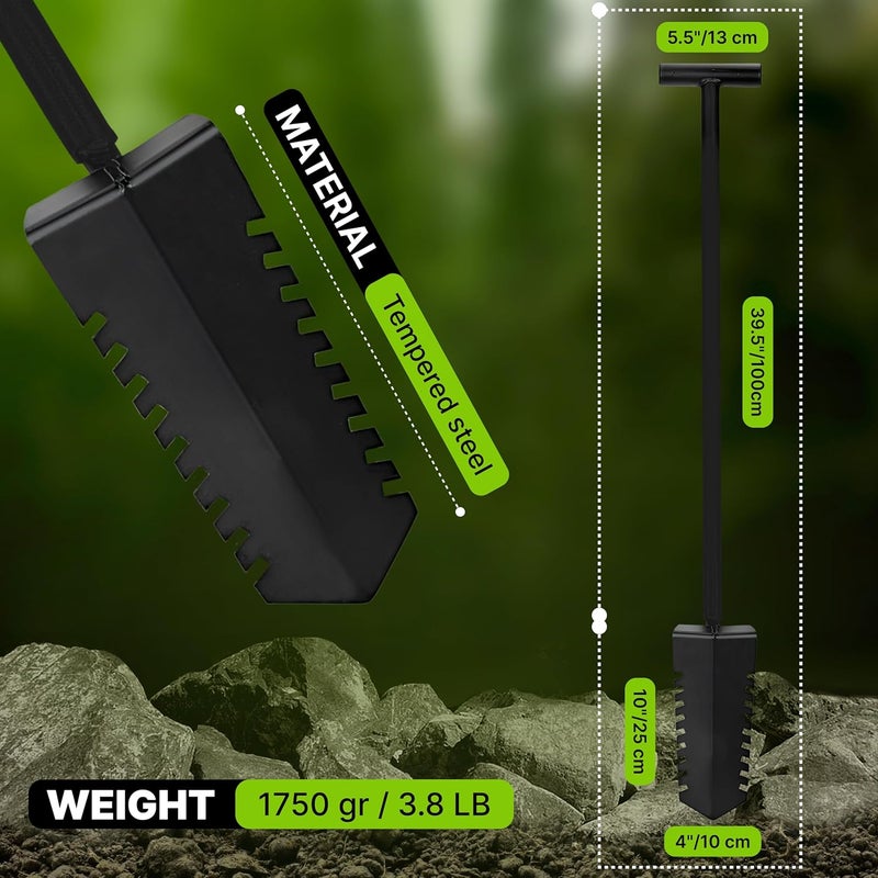 CKG Metal Detecting Shovel Digging Tool with Double Serrated Blade – Heavy Duty Digger Garden Root Cutter T-Handle Spade Professional Metal Detector Accessories, Single - Image 3